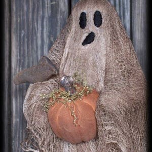 PATTERN Primitive Halloween Ghost Make Do Doll with Crows, Pumpkins E-PATTERN image 4