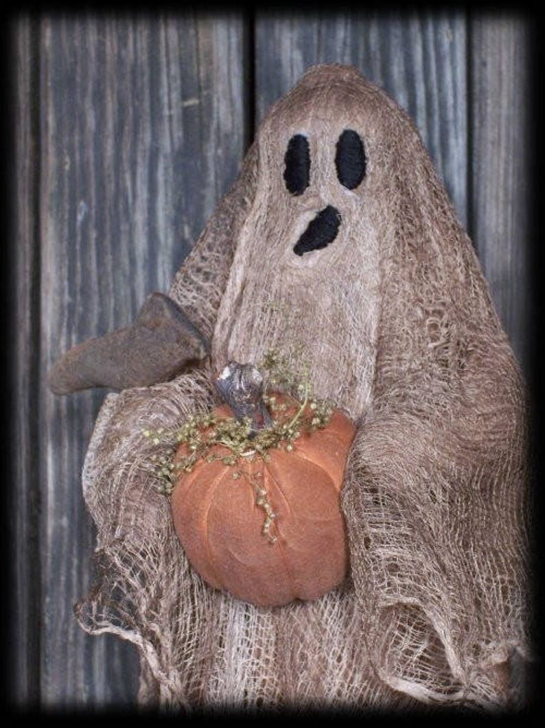 PATTERN Primitive Halloween Ghost Make Do Doll with Crows, Pumpkins E-PATTERN image 4