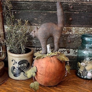 PATTERN Primitive Halloween Scary Black Cat Pumpkin E-PATTERN
