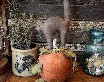 PATTERN Primitive Halloween Scary Black Cat Pumpkin E-PATTERN