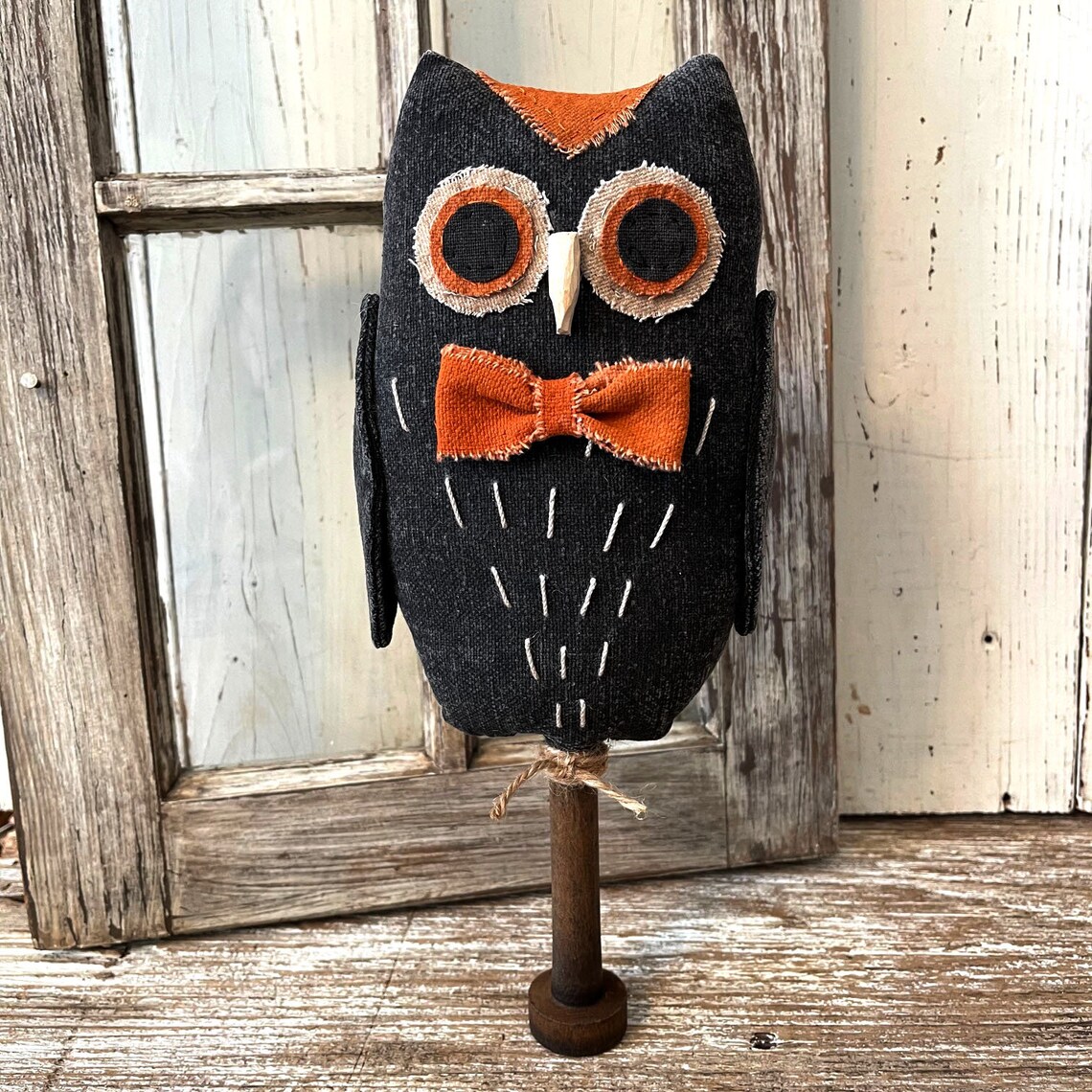 Primitive Halloween Orange & Black Retro Owl Pattern, Digital Pattern ...