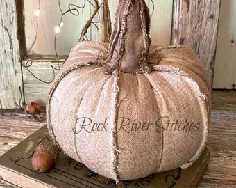 Primitive Fall Halloween Scrappy Pumpkin, Autumn Home Decor, Farmhouse Style
