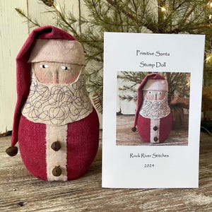 Digital PDF PATTERN, Primitive Santa Stump Doll Pattern