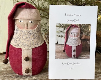 Digital PDF PATTERN, Primitive Santa Stump Doll Pattern