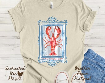 La Langouste Lobster T-Shirt: French Watercolor Coastal Cottagecore Tee