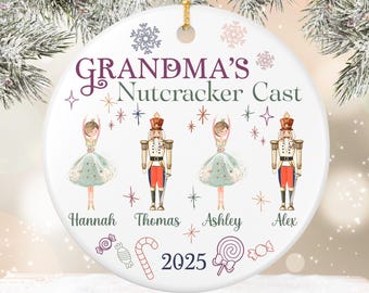 Personalized Grandma Nutcracker Ornament: Grandkids Names, Christmas 2025