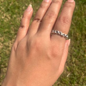 925 Sterling Silver Ring, Handmade Sterling Silver Pebble Ring | Minimalist Stacking Band | Dainty Textured Ring | Boho Jewelry Gift for Her