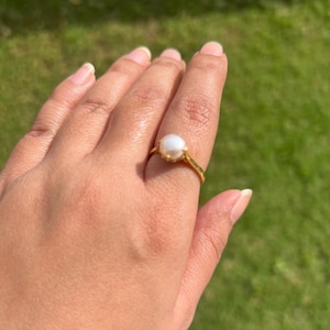 925 Sterling Silber Ring, Elegante Vergoldete Perle Ring, Handgemachter Klassischer Statement Ring, Vintage Inspirierter Schmuck, September Birthstone Geschenk