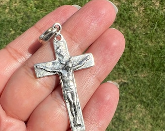 Sterling Silver Crucifix Necklace: Handmade Christian Cross Pendant