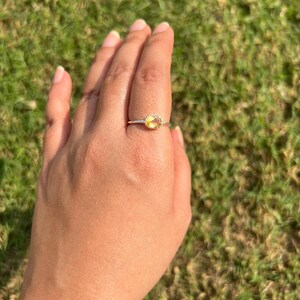 Citrine Oval Solitaire Ring, 925 Sterling Silver,  November Birthstone, Dainty Yellow Gemstone Ring, Handmade Gift For Mother&#39;s Birthday