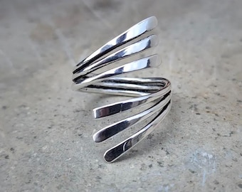 Handmade Sterling Silver Spiral Ring: Adjustable Open Swirl
