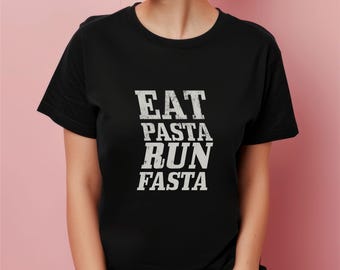 Eat Pasta Run Fasta, Koszulka z makaronem, Koszulka z włoskim jedzeniem, Słodka koszulka z jedzeniem, Prezent dla miłośnika makaronu, Koszulka dla miłośnika włoskiego jedzenia, Koszulka dla miłośnika makaronu