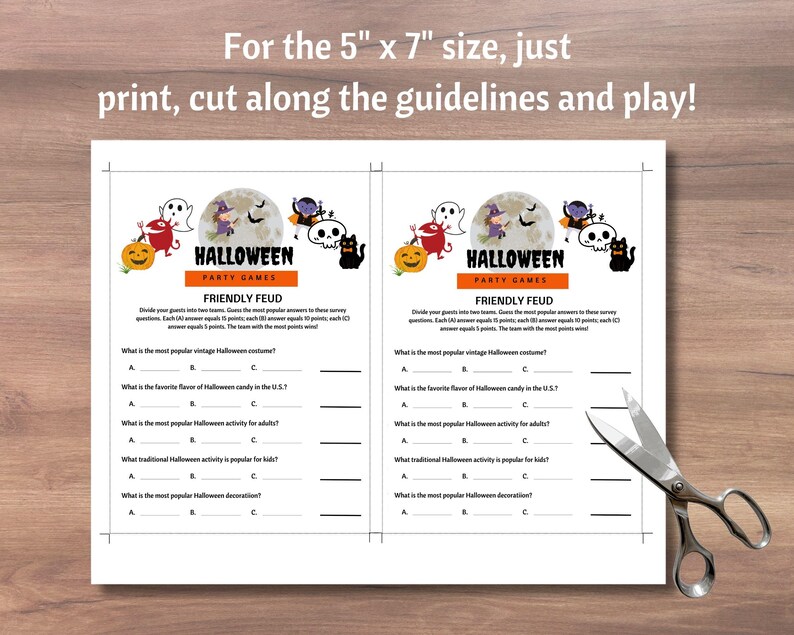 Halloween Friendly Feud Game, Halloween Party Game, Halloween Games for