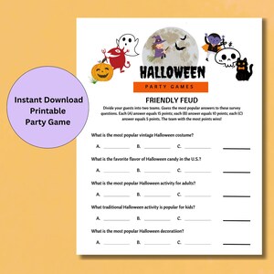 Halloween Friendly Feud Game, Halloween Party Game, Halloween Games for Adults, Halloween Activities for Adults, Halloween Ice Breaker