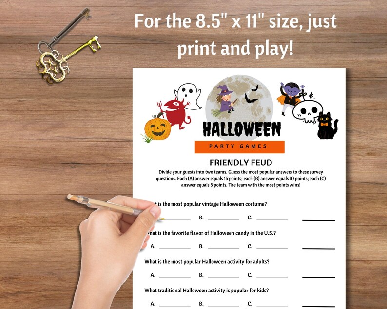 Halloween Friendly Feud Game, Halloween Party Game, Halloween Games for