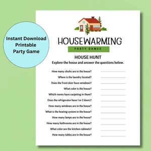 House Hunt Game, Housewarming Party Games, Printable Game, Housewarming Activities, New Home Games, Housewarming Party Ideas, Moving Party