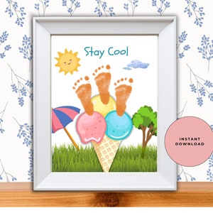Welcome Summer Footprint Craft, Stay Cool Footprint Art, Footprint Art Craft, Summer Footprint Art Printable, Footprint Art for Kids
