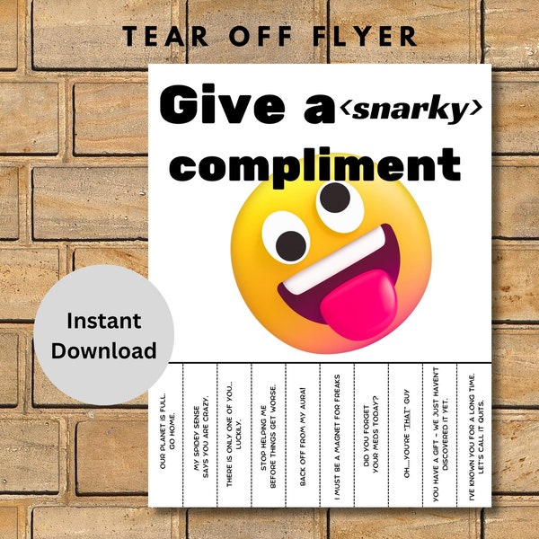 Funny printable tear-off flyer, sarcastic humor poster, breakroom sign, sarcastic quotes, bulletin board decor, funny poster, sarcastic sign