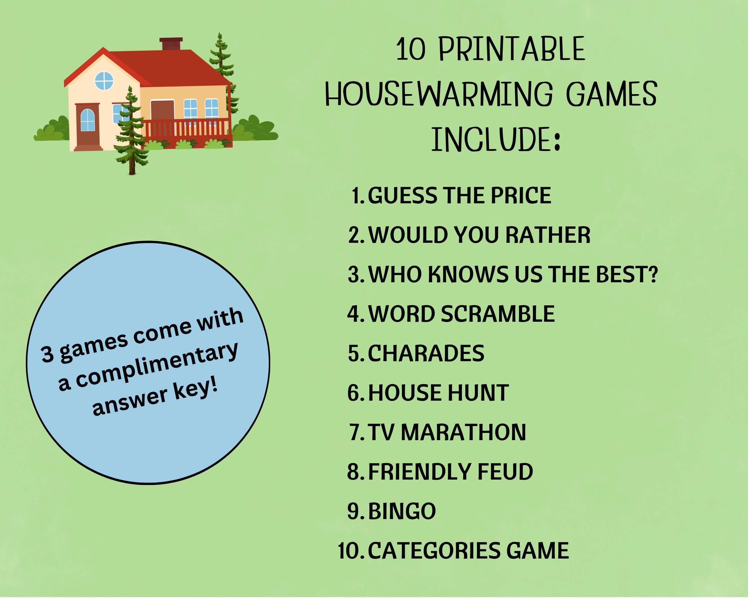 Housewarming Party Games Printable Games Housewarming Activities New