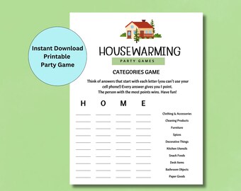 Categories Game, Housewarming Party Games, Housewarming Activities, New Home Games, Housewarming Party Ideas, Moving Party Games