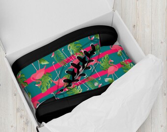 Flamingos hoge canvas damessneakers