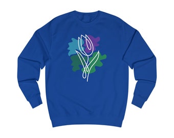 Tulip Line Art Unisex Sweatshirt - Königsblau