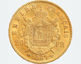 20 Francs Napoleon III Laureate Head Coin