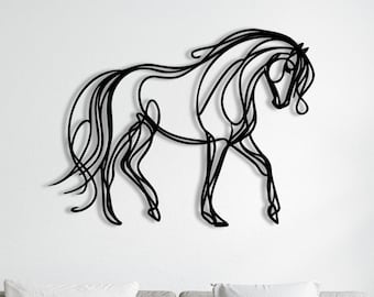 Decorazione con sagoma di cavallo, decorazione da parete in metallo a forma di cavallo, decorazione da parete equestre, arte da parete in metallo a forma di stallone, decorazione moderna per cavalli da fattoria, decorazione per cavalli