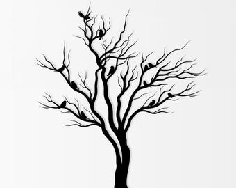 Decorazione murale in metallo raffigurante un uccello su un ramo di albero, decorazione murale rustica ispirata alla natura, decorazione minimalista in metallo nero per la casa, regalo per la nuova casa.