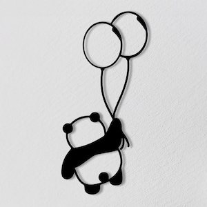 Panda Metal Wall Art for Kids Room, Cute Animal Nursery Decor, Metal Panda Outline Sign, Modern Children’s Room Wall Decoration”