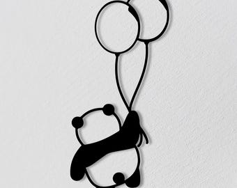 Arte de pared de metal con forma de panda para habitación infantil, adorable decoración de animales para guardería, letrero de metal con forma de panda, decoración moderna para habitación infantil.