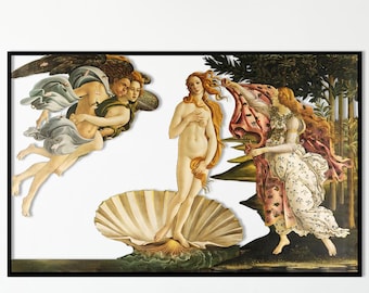Decorazione murale in metallo raffigurante la Nascita di Venere, Botticelli, stampa UV rinascimentale, opera d'arte raffigurante una dea classica, decorazione per la casa in stile vintage.