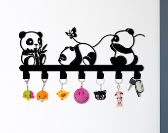 Portachiavi a forma di panda da parete, organizer per ingresso, regalo per la prima casa, gancio per asciugamani, appendiabiti in metallo, decorazione da parete per la cameretta dei bambini, amante degli animali, porta chiavi