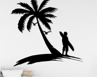 Decorazione murale in metallo a tema costiero, arredamento da spiaggia per surfisti, design con onde oceaniche, arazzo da parete in acciaio nero, arredamento per la casa in stile marino, arte moderna in stile costiero.