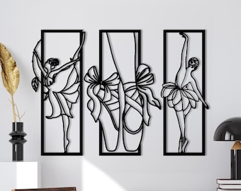 Decorazione murale in metallo raffigurante una ballerina, decorazione murale raffigurante una ballerina di danza classica, elegante scultura murale raffigurante una danza, regalo per gli amanti del balletto, moderna decorazione murale in metallo.