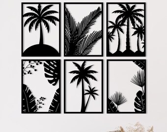 Decorazione da parete in metallo con palma, decorazione da parete per case sulla spiaggia tropicale, moderna arte in metallo costiera, decorazione estiva minimalista per la casa