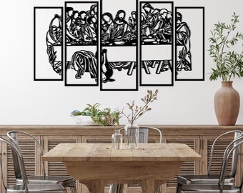 Quadro in metallo raffigurante l'Ultima Cena, decorazione murale cristiana con Gesù, arte religiosa in metallo, decorazione per la casa a tema fede, idea regalo per la decorazione delle pareti della chiesa