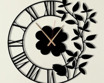 Orologio da parete floreale in metallo, orologio da parete floreale di lusso in metallo, elegante decorazione da parete con mandala, orologio moderno per l'arredamento del soggiorno