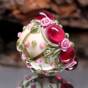 MTO Lampwork Glass Floral Focal Pink Sage Pendant Necklace