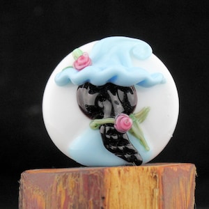 Lampwork Glass Good Witch Focal Blue Pink image 1