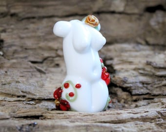Lampwork Glass Floral Goddess Red Yellow White