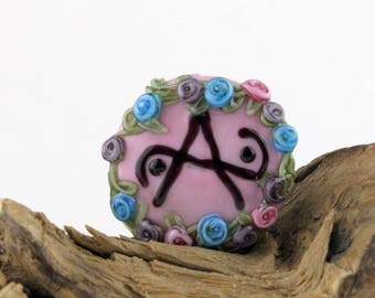 Lampwork Glass Moon Glyph Balance Floral Focal