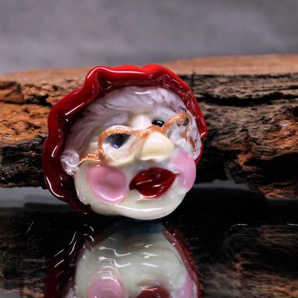 Szkło Lampwork Focal Rzeźbiona Pani Mikołajowa #2