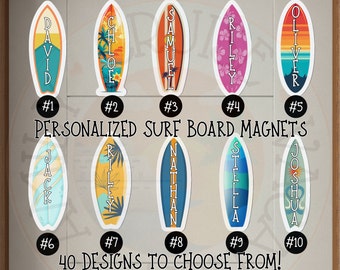 Aimant de planche de surf personnalisé Surfer Girl Accessoires de croisière Aimants de croisière Décoration de porte de croisière Cadeaux personnalisés de surfeur d'Hawaï Aimant de porte Aloha