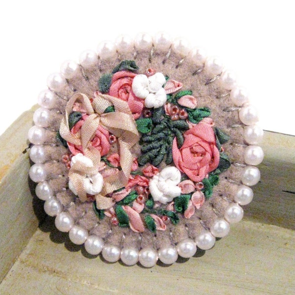 Roses and Pearls Brooch