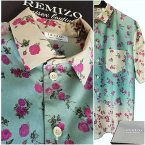 Silk shirt, Button up shirt, Floral print shirt, Business casual shirt, Holiday wear, Men silk shirt, Women silk shirt