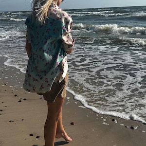 Silk shirt, Button up shirt, Floral print shirt, Business casual shirt, Holiday wear, Men silk shirt, Women silk shirt