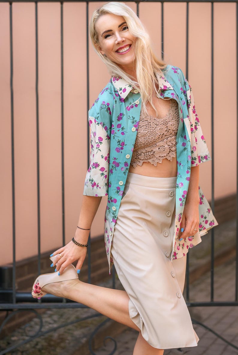 Silk shirt, Button up shirt, Floral print shirt, Business casual shirt, Holiday wear, Men silk shirt, Women silk shirt