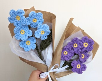 Crochet Forget-me-not Flowers | Mother's day gift, crochet flowers, crochet forget-me-not, cute handmade gift, gifts for mom