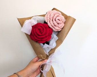 Crochet Rose Flower Bouquet | Mother's day gift, crochet bouquet, crochet flowers, crochet rose, cute handmade gift, gifts for mom